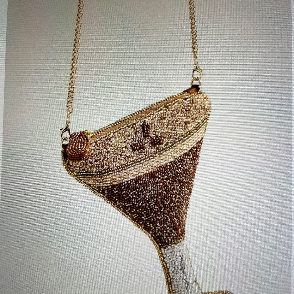 ❤️ ANTHROPOLOGIE ESPRESSO MARTINI BEADED ICON CROSSBODY BAG NEW